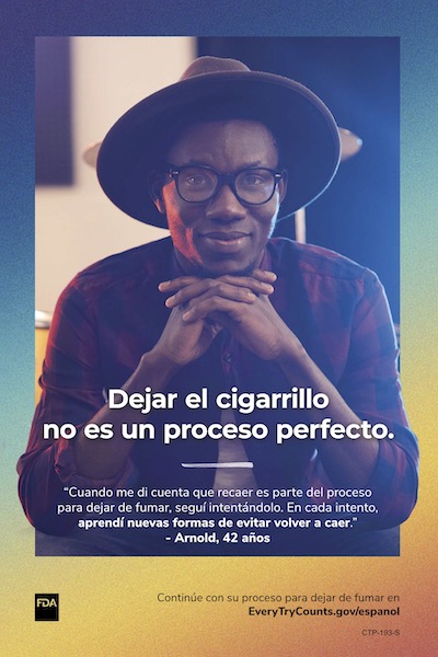 Cigarette Cessation, Quitting Isn’t a Perfect Process 1 poster (Spanish)