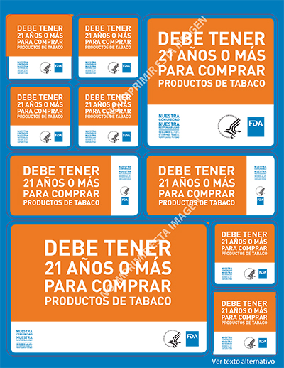 Nueva hoja de pegatinas de “Debe tener 21 años” de la campaña NUESTRA COMUNIDAD, NUESTRA RESPONSABILIDAD.